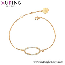 75789 xuping 18k banhado a ouro charme da moda imitação de cristal pulseira para as mulheres